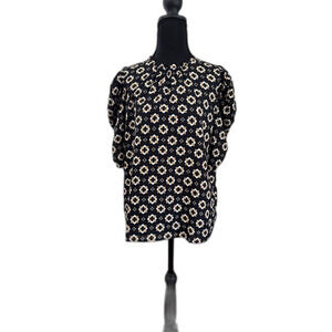NWT - New With Tags - Women's Small Black, Cream & Brown Loft Blouse